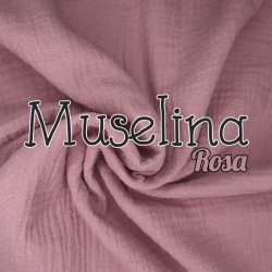 Tela Muselina de algodón color rosa